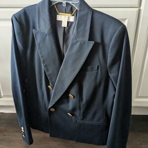 Navy Double-Breasted Blazer with Gold Buttons